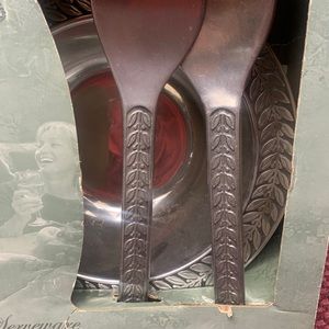 Wilton Armetale 3 piece set salad bowl and fork and spoon. In box. Box is worn